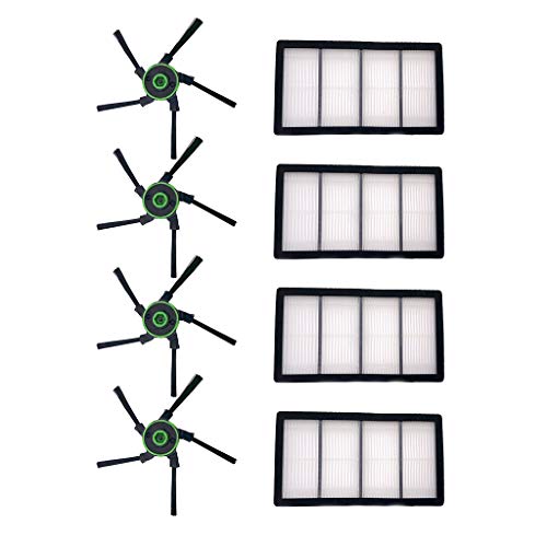 Iusun 4pcs Side Brush&4pcs Filte Replacement Parts Spare Kits For iRobo-t S9 Vacuum Cleaner Sweeping Robot Accessories Set (white)