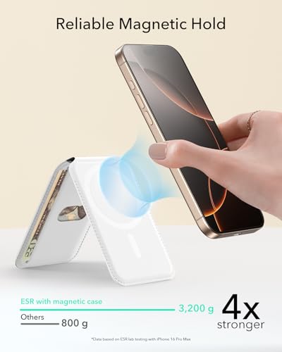 Image of ESR Upgraded for Aura MagSafe Wallet, 5 Card-Holder with Adjustable Stand, RFID Blocking,Wallet for iPhone, Slim for iPhone 17e /17 /16 /15 /14 /13 /12,Google Pixel 10 /Pro /Pro XL,Not for Mini,Bright White