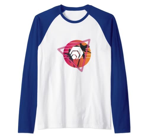 Hex Digital Sunset Crypto Logo Palm Tree Modern Raglan Baseball Tee