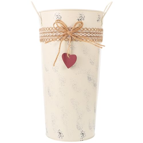 BESTonZON Vintage Blumeneimer Eisen Blumentopf Rustikal Blumenvase Dekovase Retro Metallvase französische Eimer Shabby Milchkanne Übertopf Landhausstil Kaktus Topf Regenschirm Behälter