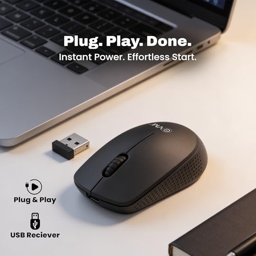 Image of EVM NEO Wireless Mouse for Laptop & PC | 2.4GHz Wireless Connectivity | 1600 DPI Optical Mouse | 10m Range | Smooth Tracking | 1-Year Warranty (EVM-NEO-3W042) Black