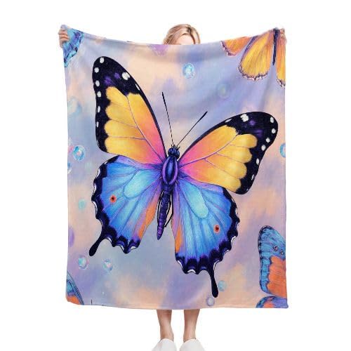 Manta Polar 220 x 240 Mariposas, Mantas para Cama 105 de Franela Cálida y Cómoda para Niños y Adultos, Mantitas para Sofá Reversible para Cubre Sofa Colchas, Fácil de cuidar_7919a