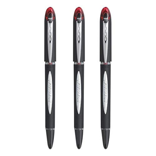 UNI -BALL JET STREAM SX-210 1.0 MM ROLLER BALL PEN IN 4 COLOURS (PACK OF 3) (RED)