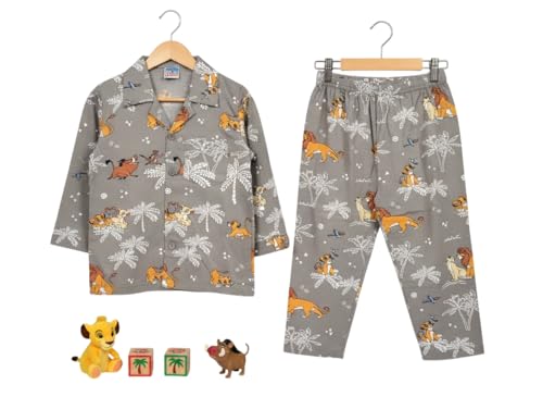 Image of TONY & JONY Summer Casual Wear Self Design Cartoons Printed Full Sleeve 100% Pure Cotton Kid's Top Bottom Set /Night Suit
