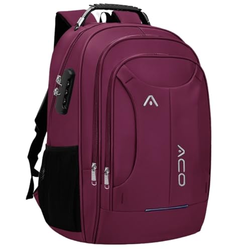 Mochila Bolsa Masculina Feminina Notebook Reforçada Anti Furto Semi Impermeável Escolar Faculdade Trabalho Viagem Resistente Executiva Cabo De Aço Saída Usb SAÍDA Fone DE OUVIDO (VINHO)