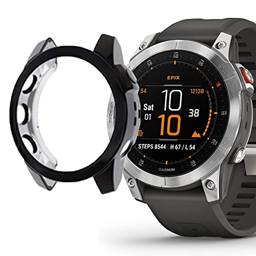Funda Garmin Epix Gen 2 silicona flexible TPU delgada y protector integral plata