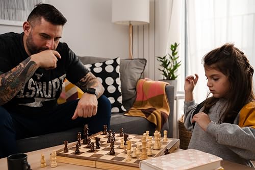 Chess Armory 3 Years 15" Wooden Chess Set With Felted Game Board Interior For Storage