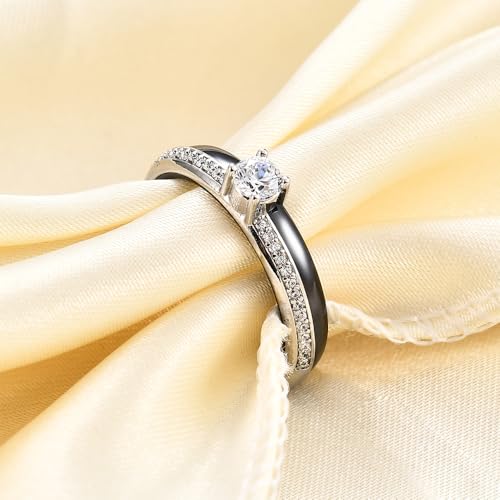 Ceramic Cubic Zirconia Wedding Band Rings For Womens,Fashion Gift For Mother2