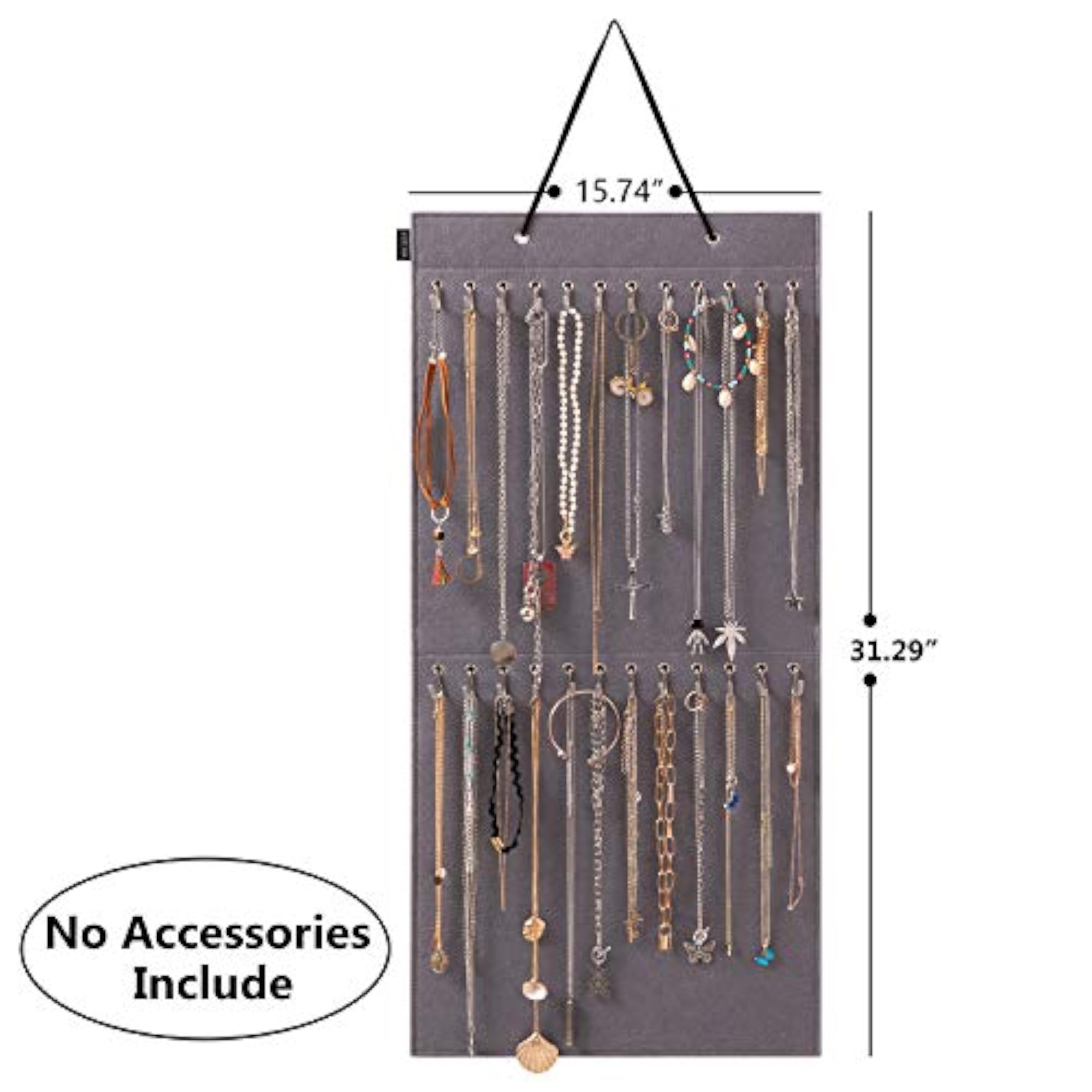 Wall Mounted Jewelry Organizer with 24 Hooks, Elegant Storage Solution