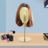 WFIETN - Schaufensterpuppe Kopf mit Ständer, Verstellbarer Höhe Kunststoff Metall Modellkopf, Perückenständer für Schaufensterpuppe Kopf für Geschäfte, Friseursalons, Hutläden (Gold)