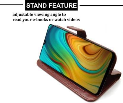 Image of Inktree Realme C3 PU Leather Vintage Flip Flap Cover Case with Stand /Wallet /Card Holder - Brown