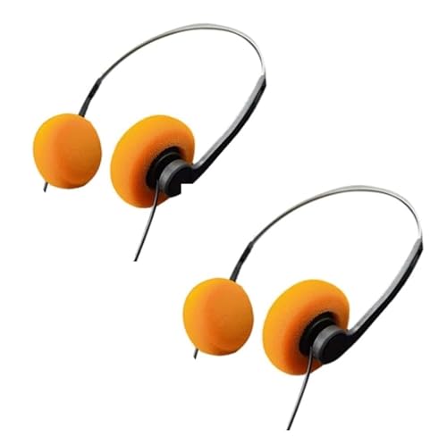 WLngtv 2 Pcs Retro On Ear Headphones, Wired Stereo Headphones, Lightweight Portable Headphone with Adjustable Headband, Cassette Player, Over-Ear Headphone(Orange)
