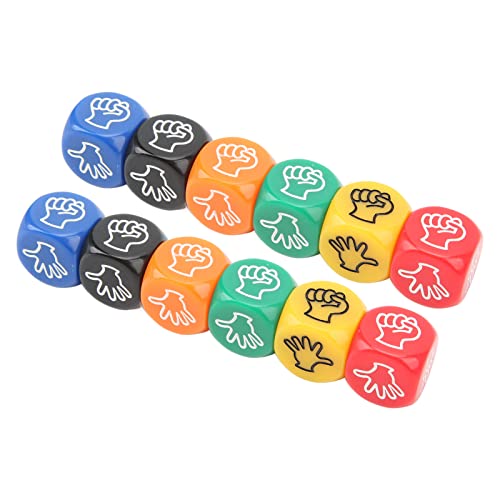 Rock Paper Scissors Dice, 12Pcs 20mm Finger Guessing Game Dice in 6 Colors, Durable Compact Set for Adults Kids Parties and Icebreakers