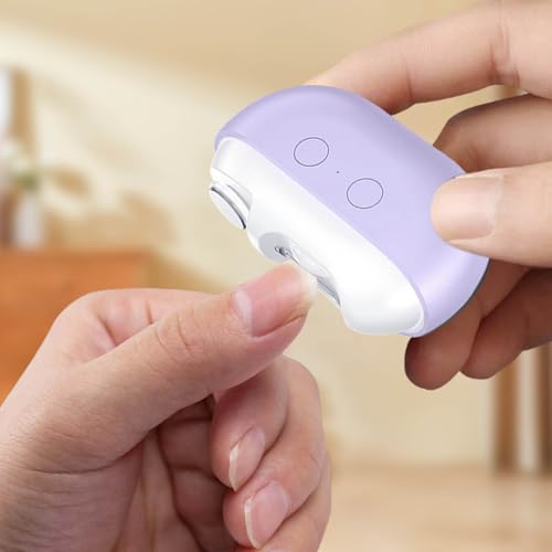Cortaúñas inteligente morado de 8,6 cm con luz LED integrada y función de alisado 3