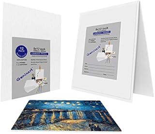 Genixart White Blank Canvas Panels, 24x30cm / 9"x12" Inch 12 Pack, Primed Professional Artist Canvases Boards for Acrylics & Oils Painting