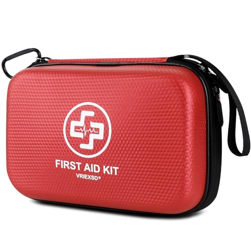 Premium First Aid Kit, 320 Piece Waterproof Hard Shell Eva First Aid Kit for Home, Camping, Cars, Hiking, Travel, Businesses & Outdoor Emergencies – Emergency Medical Kits (Red)
