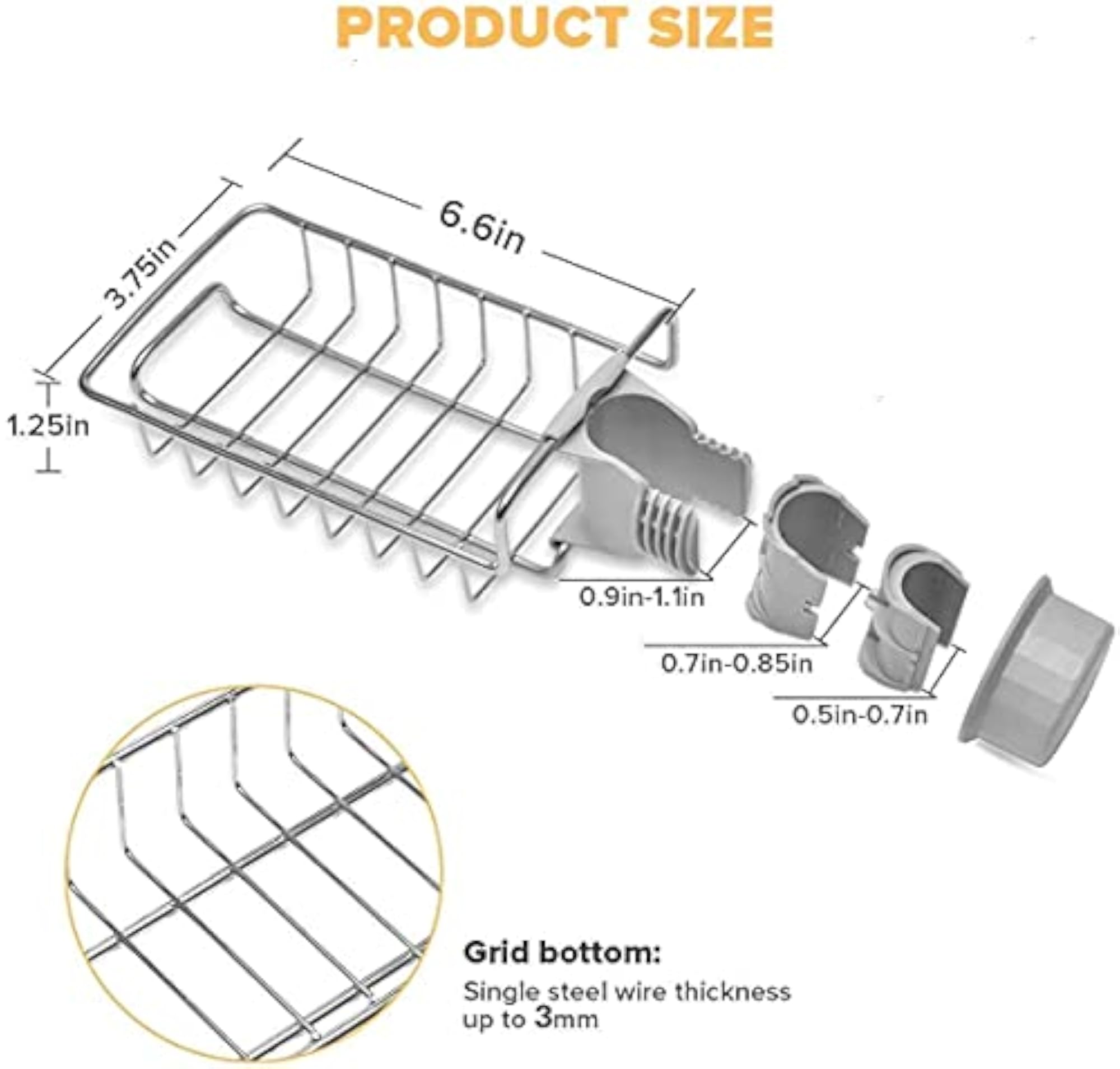 Stainless Steel Faucet Sponge Holder Rack, Kitchen Organizer