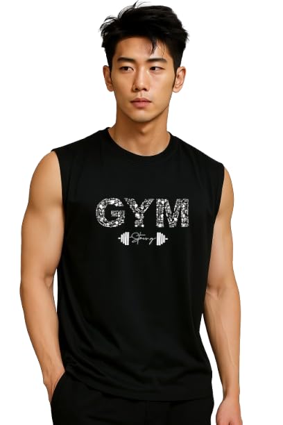 Image of JUGULAR Tank Tops Sleeveless T-Shirt for Men Gym Wear Vest Printed Stylish Round Neck Running for Sports Workout Fitness & Casual or Beach Wear