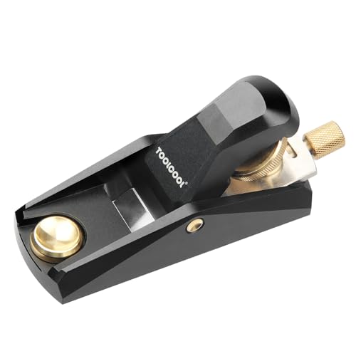 Image of TOOLCOOL Low Angle Block Plane Wood Plane Mini Hand Plane for Woodworking Aluminum Alloy Body Adjustable Blade Depth (Black)