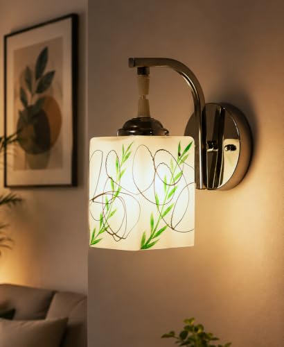 Image of ADWAIT Home Decor Wall Lights Glass Lamp Shade with Premium Finish & E27 Bulb Holder for Living Room, Bedroom, Balcony, Kitchen, Cafes | Decorative Night Lamps Fixtures | Elegant Wall Hanging Lights
