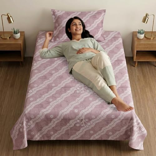Image of Mafatlal 186 TC Metro Cotton Single Bedsheet | 90 x 60 Inch|Soft, Breathable & Lightweight | with Matching Pillow Cover|