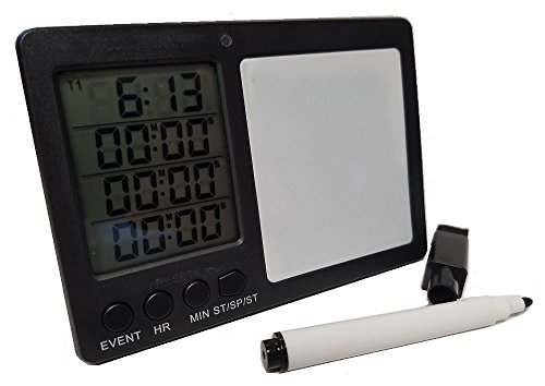 ADIGE Digital LCD Count Up/Down Timer Alarm and Clock, Four Event, Stopwatch, Large