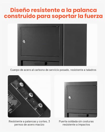 Miniatura 5 de VEVOR Caja Fuerte de 102 L, Caja de Seguridad Electrónica 3 Niveles 35 x 35 x 70 cm con Ranura Frontal, Teclado Digital y Llaves de Repuesto, para Efectivo, Joyas, Documentos y Facturas, Negro