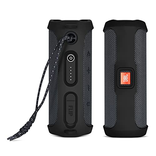 Silicone Case for JBL Flip Essential 2 Portable Bluetooth Speaker,Flip Essential 2 Portable Protective Travelling Cover Sleeve(Black)