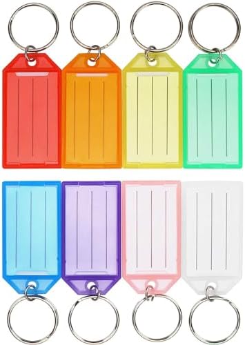 Bolivia's Key Tags, 50 PCS Key Chain with Label Window, Key Ring with Split Ring, Plastic Key Ring Tags Labels for a Backpack, Fob, Mailbox, USB Drive, Car Keys and More