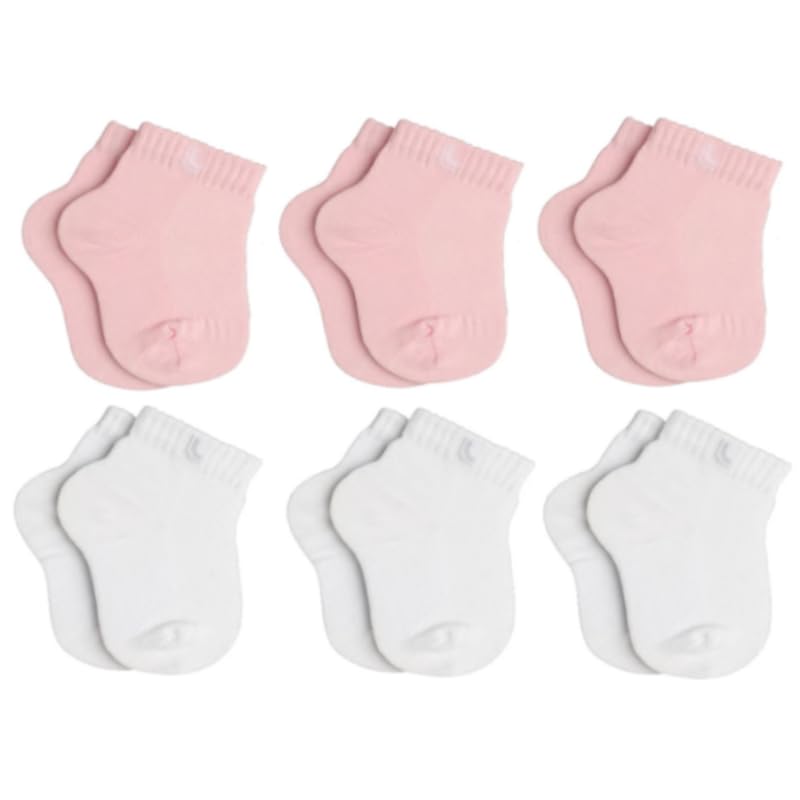 Kit 6 Pares Meias Bebê Originais Lupo (BR, Numérico, 16, 23, Branca-Rosa)