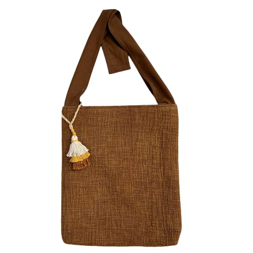 Premium Cotton Merit Collection Shoulder Bag (Brown, Pack of 1 Piece, 30x45 cm or 12x18 Inches) for Girl, Boy, Men and Women-image-16