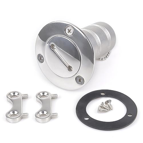 CNRAQR 1-1/2"(38mm) Boat Gas/Fuel/Diesel/Water/Waste Deck Fill/Filler with Key Cap Tank Key Cap Marine Mirror-Polished 316 Stainless Steel Hardware for Boat Yacht Caravan