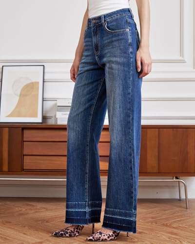 Women's High Waist Loose Jeans Stretch Wide Leg Tummy Control Straight 2025 Women's Fashion Jeans4