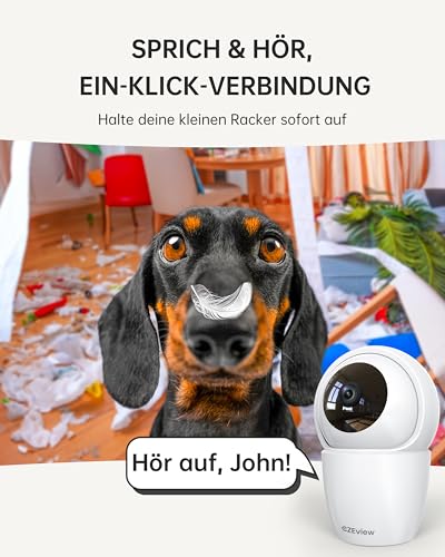 CZEview 3K 5MP Überwachungskamera Innen, 2,4/5Ghz Dual-Band WLAN Kamera Überwachung Innen, Hundekamera Haustierkamera mit APP, 360° Kamera Indoor, Zwei-Wege-Audio, Nachtsicht, AI Bewegungserkennung