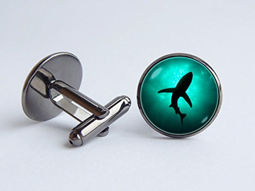 Shark Cufflinks, Fish Cuff Links Fisherman Gift, Cufflinks for Men Sailor Gift, Ocean Jewelry Sea Cufflinks, Beach Jewelry Marine Jewelry