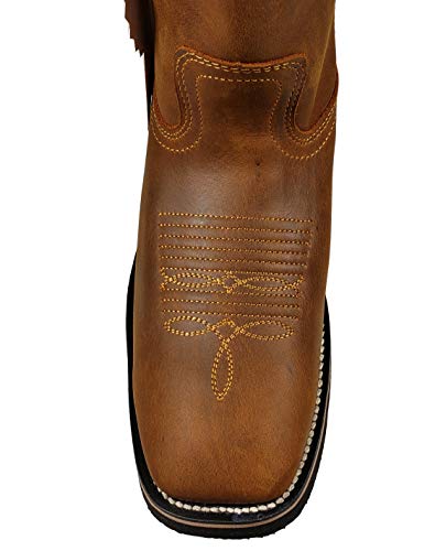 Men's Work Boots Genuine Crazy Leather Color Mango4