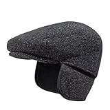 Hearda Schirmmütze mit Ohrenklappen Winter Herren Damen, Baskenmütze Herren Groß Schirmmütze...