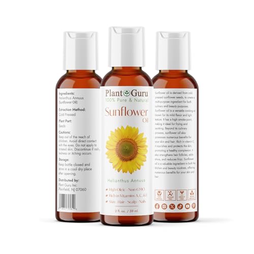 Plant Guru PG_SUNFLOWEROIL_2OZ. Sunflower Oil 2 Oz Cold Pressed Carrier 100% Pure Natural thumb #1