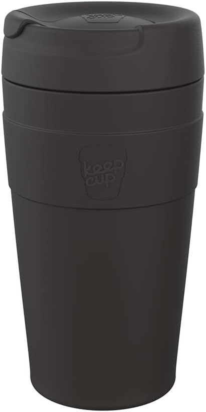 Traveller, Reusable Travel Mug - Vacuum Insulated Stainless Steel Cup with Leakproof Sipper Lid - 16oz/454ml - Black