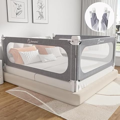 MagicFox Bed Rails for Toddlers （3 Pack）, Upgrade Height Adjustable Baby Rail Guard Specially Designed for Queen Size Bed (3 Pack78.8x78.8x59”) Cover