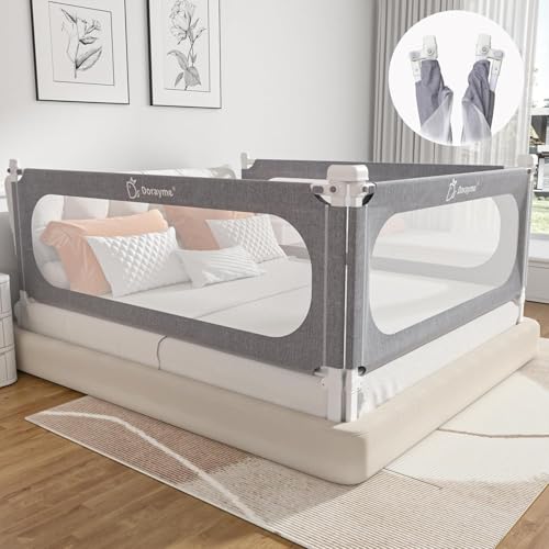 Image of MagicFox Bed Rails for Toddlers （3 Pack）, Upgrade Height Adjustable Baby Rail Guard Specially Designed for King Size Bed (3 Pack78.8x78.8x74.8”)