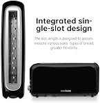 SEEDEEM 2 Grille-pain mince, simple 10" Long Slot Toaster s'adapte à Bagels & Pain artisanal, 6 Paramètres de l'ombre, Annuler/réchauffer/défroster, Plateau en croûte amovible, Arrêt automatique, Noir