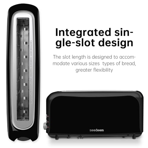 SEEDEEM 2 Slice Slim Toaster, 10" Long Slot, 6 Shade Settings, Black - Image 3