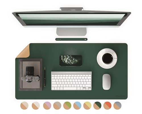 RENMTURE Desk Pad, Cork & PU Leather Desk Mat, Large