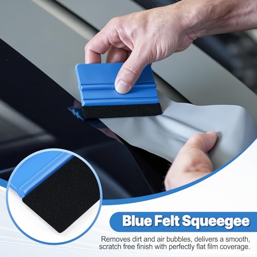 Image of SINGARO 6PCS Vinyl Wrap Tool Kit, Window Tint Kits Include Felt Squeegee, Edge Trimmer Squeegee, Retractable Utility Knife and Blades, Vinyl Cutter Knife, Fits for Most Cars and Trucks
