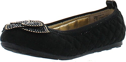 Stuart Weitzman Girls Ballet Flat Ballerina Bow,Black,4