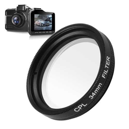 34mm Dash Cam CPL Polarising Filter for Miofive S1 Series Dashcam Anti-Glare Circular Polarizer Lens Reduce Reflection Improve Recording Quality for Car Camera Lenses(Black)
