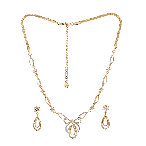 Image of Estele Elegant Gold Plated Necklace Set with CZ Detailing for Women|Occasional Wear for Women