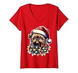 Photo Gallery donna bruxelles griffon dog christmas hat xmas maglietta con collo a v Photo Gallery donna bruxelles griffon dog christmas hat xmas maglietta con collo a v