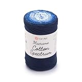 YarnArt Macrame Cotton Spectrum – 80% Cotton Multicolor Cord – 8.8 oz (250g), 246 yds (225m) – Colorful Rope for Knots, Weaving, DIY Crafts – Worsted Weight Aran (4) (1316)